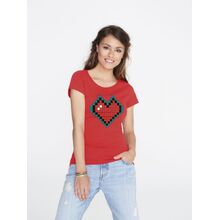 Футболка женская Pixel Heart, красная, размер L