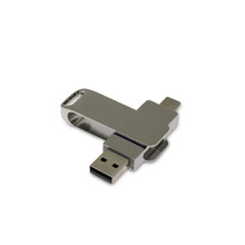USB 2.0- флешка на 32 Гб с поворотным механизмом и дополнительным разъемом Type-C
