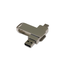 USB 2.0- флешка на 32 Гб с поворотным механизмом и дополнительным разъемом Type-C