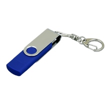 USB 2.0- флешка на 16 Гб с поворотным механизмом и дополнительным разъемом Micro USB